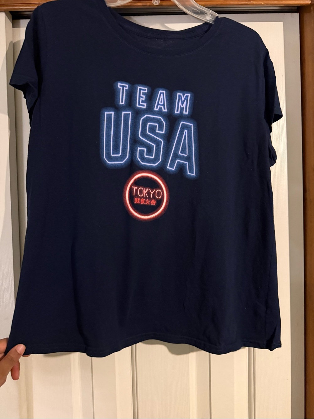 Navy Team USA Kids Graphic Tee with Tokyo Emblem